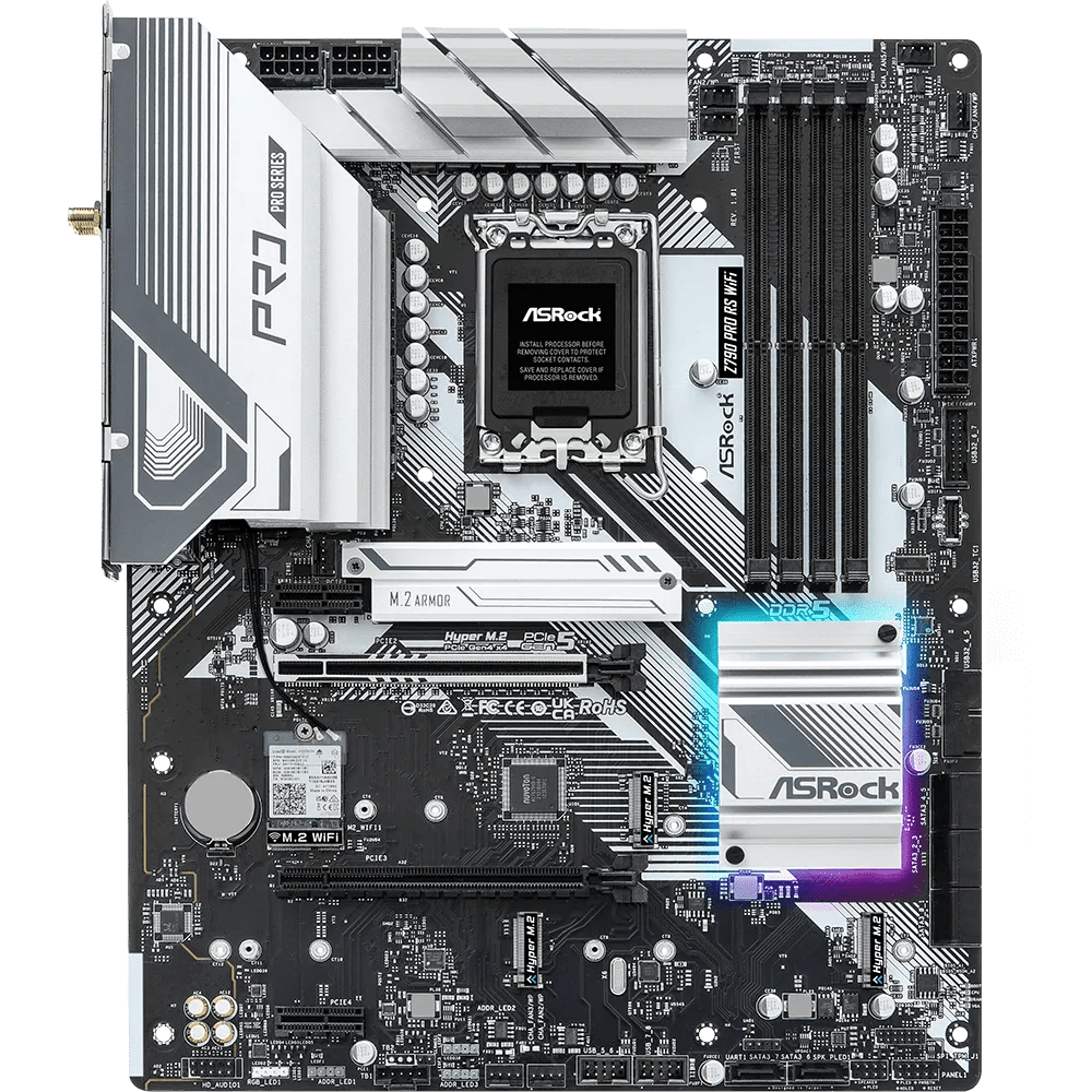 ASRock Z790 Pro RS WiFi 700 Series Intel Motherboard | 90 - MXBL50 - A0UAYZ | - Vektra Computers LLC ASRock Z790 Pro RS WiFi 700 Series Intel Motherboard | 90 - MXBL50 - A0UAYZ | - Vektra Computers LLC